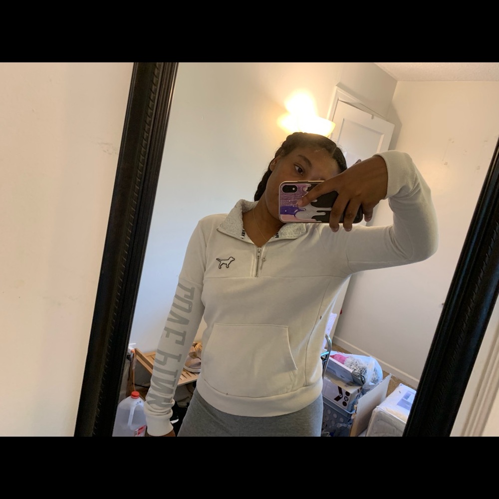 Pink Sherpa quarter zip up